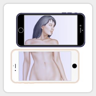 Illustration Logo – Phone Imaged Girl Sticker